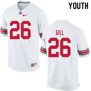 #26 Jaelen Gill Ohio State Youth Stitched Jerseys White