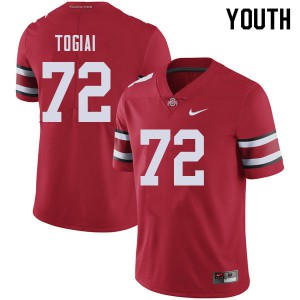 #72 Tommy Togiai OSU Youth Embroidery Jerseys Red