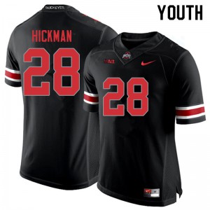#28 Ronnie Hickman OSU Buckeyes Youth Embroidery Jerseys Blackout