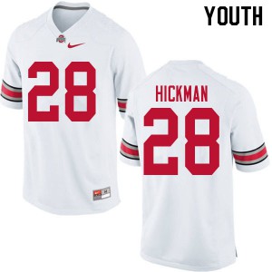 #28 Ronnie Hickman OSU Buckeyes Youth University Jerseys White