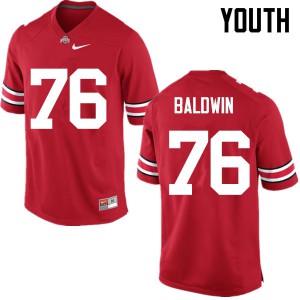 #76 Darryl Baldwin Ohio State Youth Stitched Jersey Red