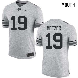 #19 Jake Metzer Ohio State Buckeyes Youth Stitch Jersey Gray