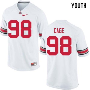 #98 Jerron Cage Ohio State Buckeyes Youth Stitch Jersey White