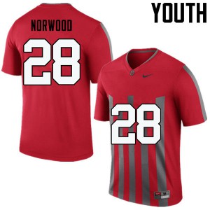 #28 Joshua Norwood Ohio State Buckeyes Youth Stitched Jerseys Throwback