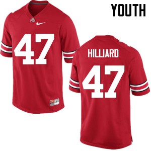 #47 Justin Hilliard OSU Buckeyes Youth Embroidery Jerseys Red