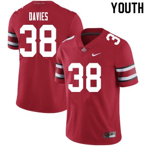 #38 Marvin Davies Ohio State Youth Embroidery Jersey Red
