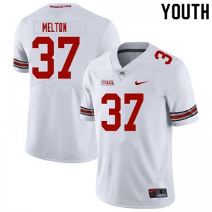 #37 Mitchell Melton OSU Buckeyes Youth Embroidery Jerseys White