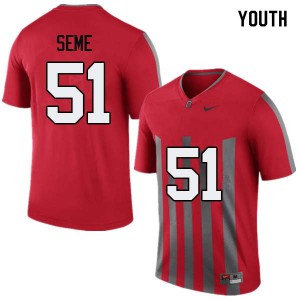 #51 Nick Seme Ohio State Youth Stitch Jerseys Throwback