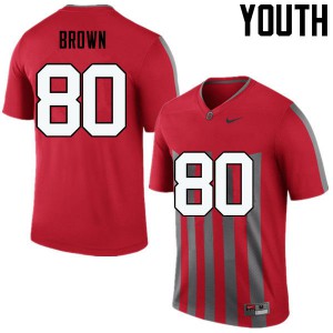 #80 Noah Brown OSU Buckeyes Youth Embroidery Jersey Throwback
