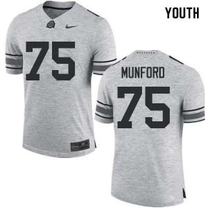 #75 Thayer Munford OSU Buckeyes Youth Embroidery Jerseys Gray