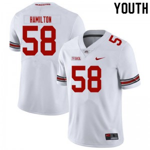 #58 Ty Hamilton Ohio State Buckeyes Youth Football Jersey White